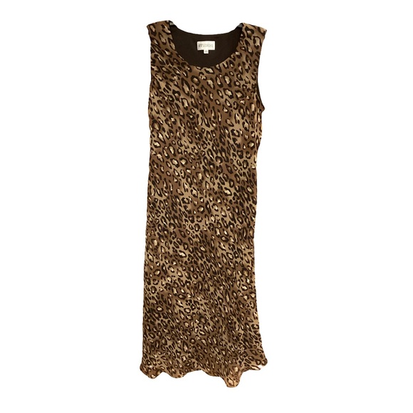 STUDIO I Womens Brown Maxi Dress Animal Print Mob Wife Sz 16 Plus - Picture 2 of 9